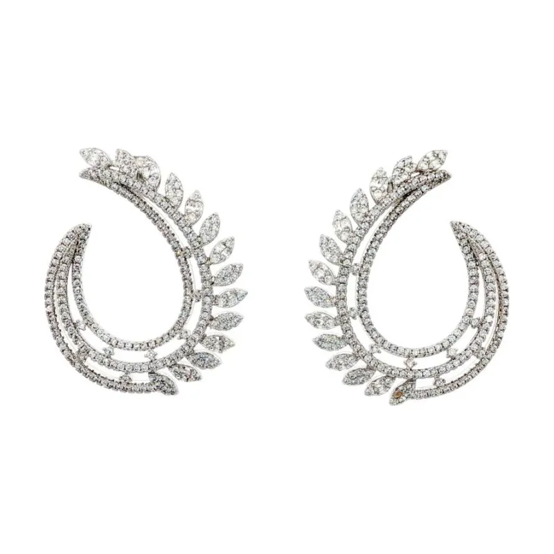 SA Earrings Celestial Layered Bend Leaf