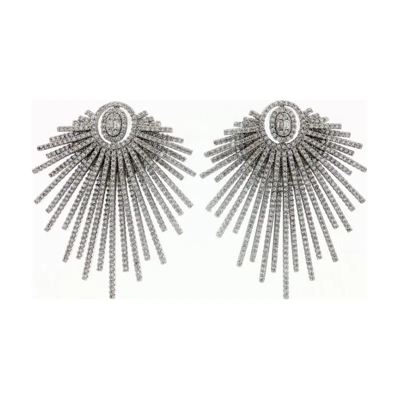 SA Earrings Oval Half Sunburst
