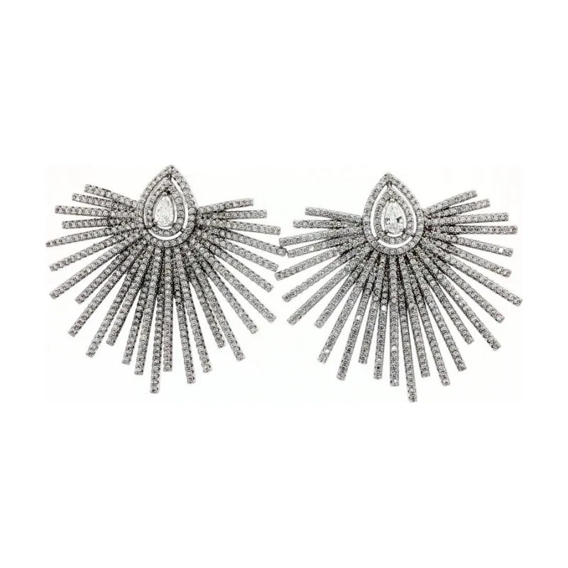 SA Earrings Layered Drop Half Sunburst 