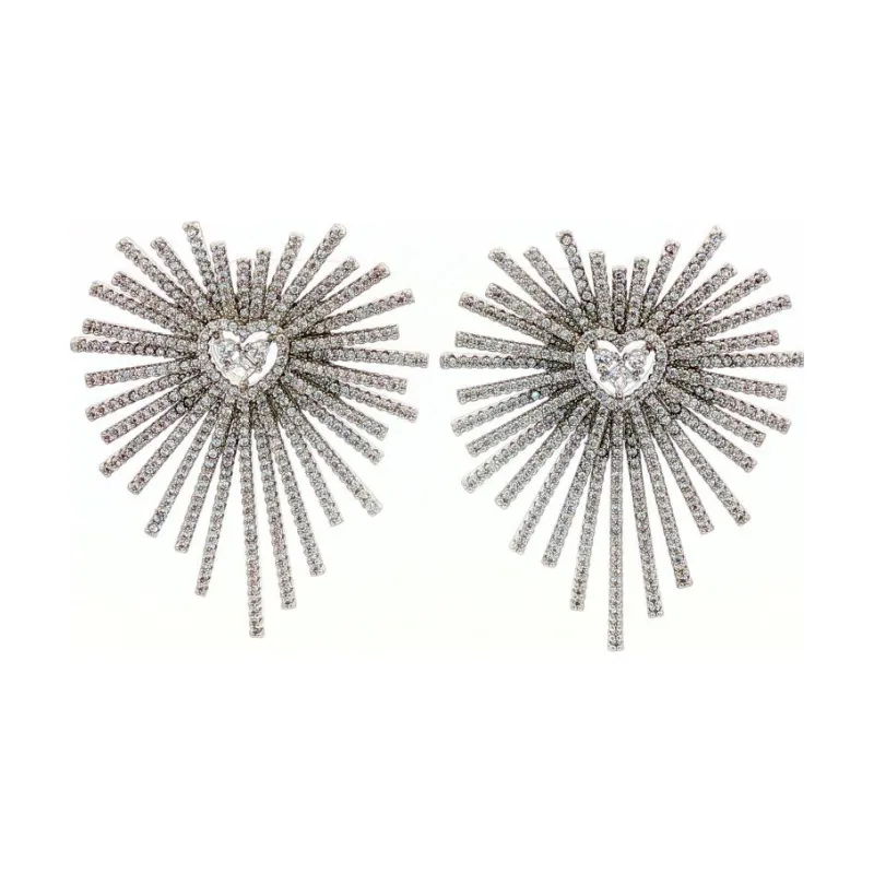 SA Earrings Heart Sunburst 