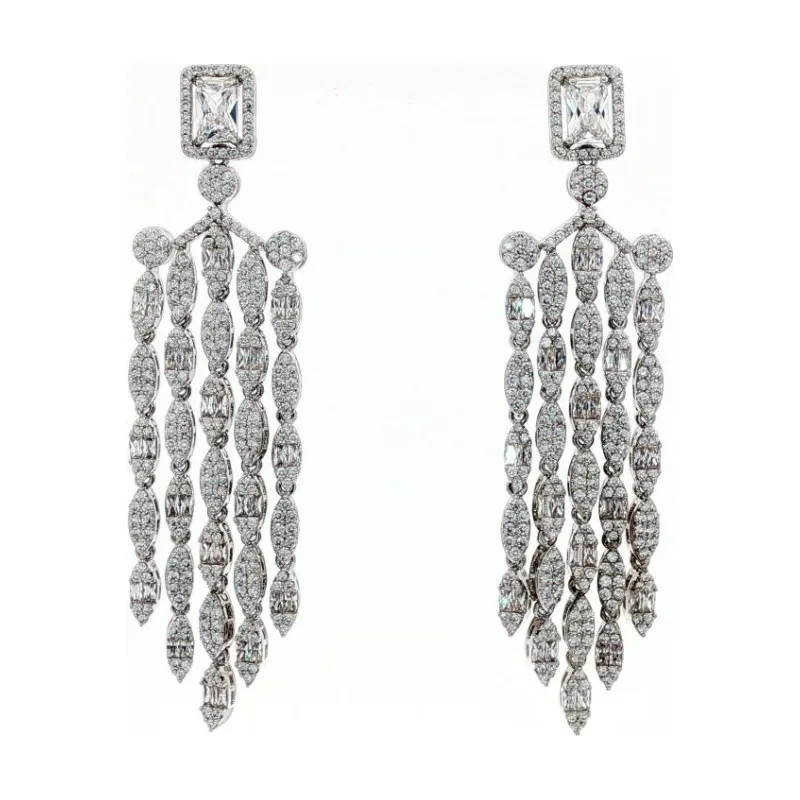 SA Earrings Rectangle with 4 Chandelier Oval stones