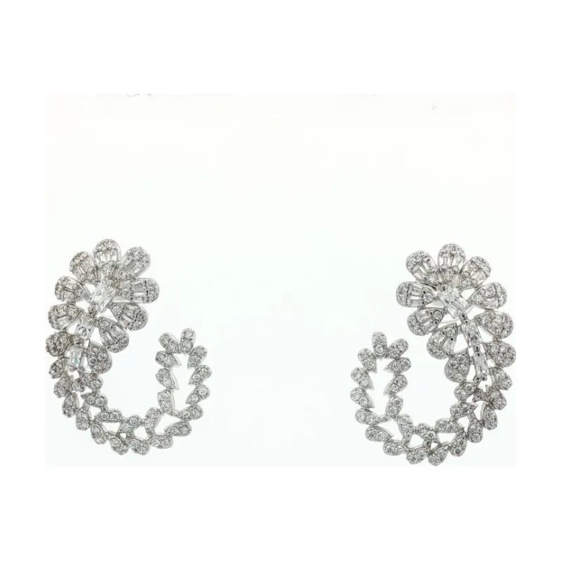 SA Earrings Teardrop CZ in Spiral Shape