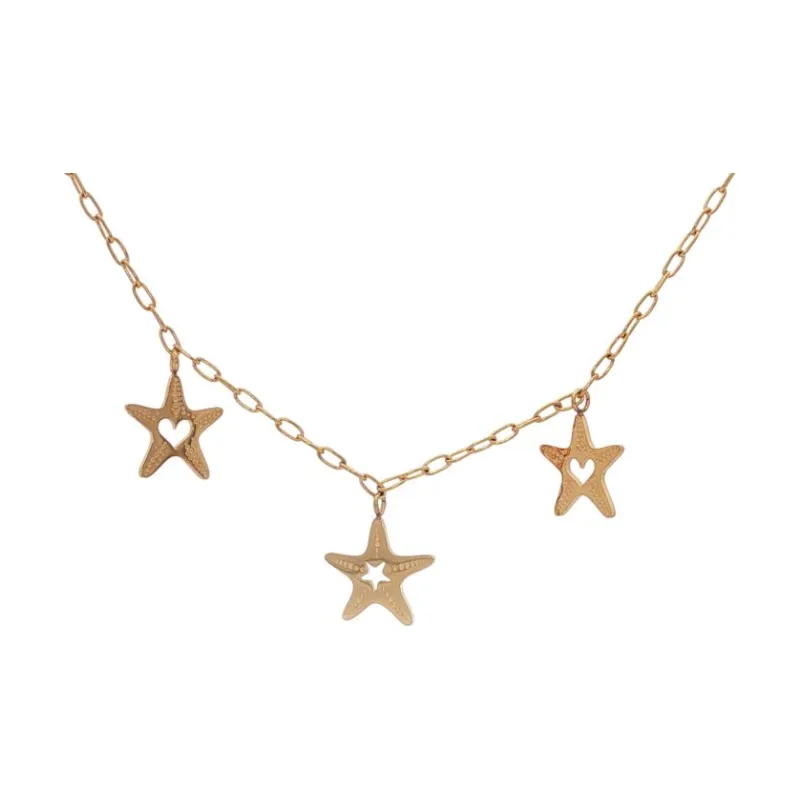 Tiny Heart Centre Triple Starfish Choker