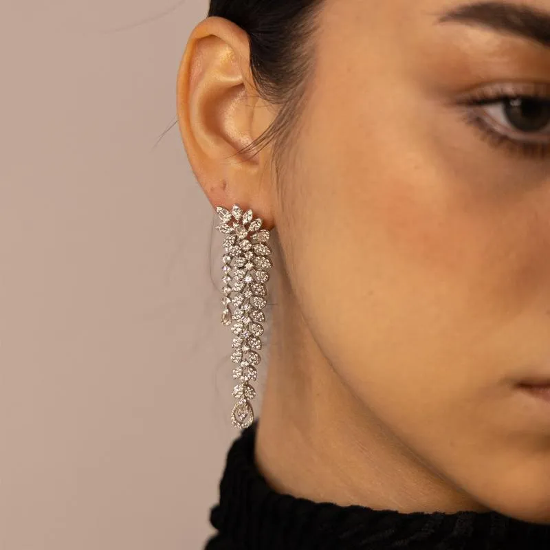SA Earrings Front Back Chandelier Teardrops with Tiny Studs 