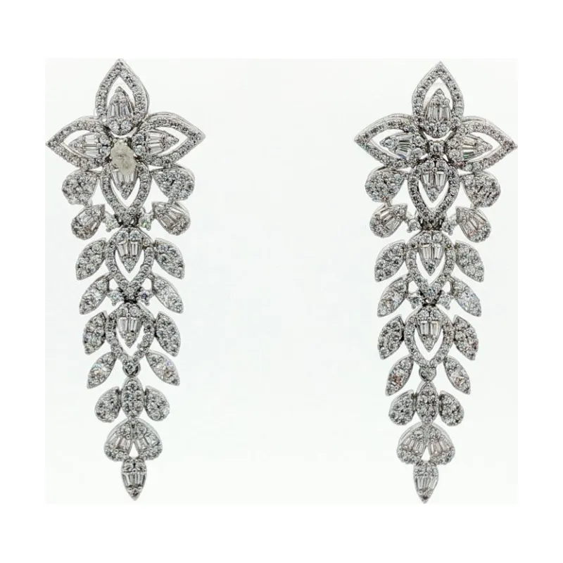 SA Earrings Flower with Full Stone Spears Teardrops Bunch
