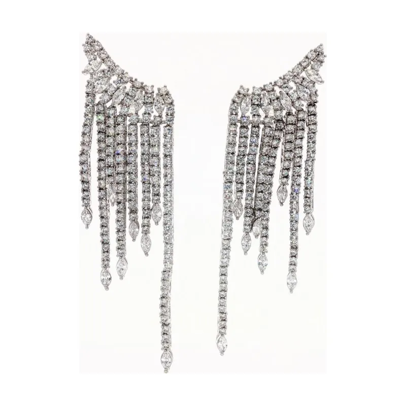 SA Earrings Diamonds CZ Curtain Cuff