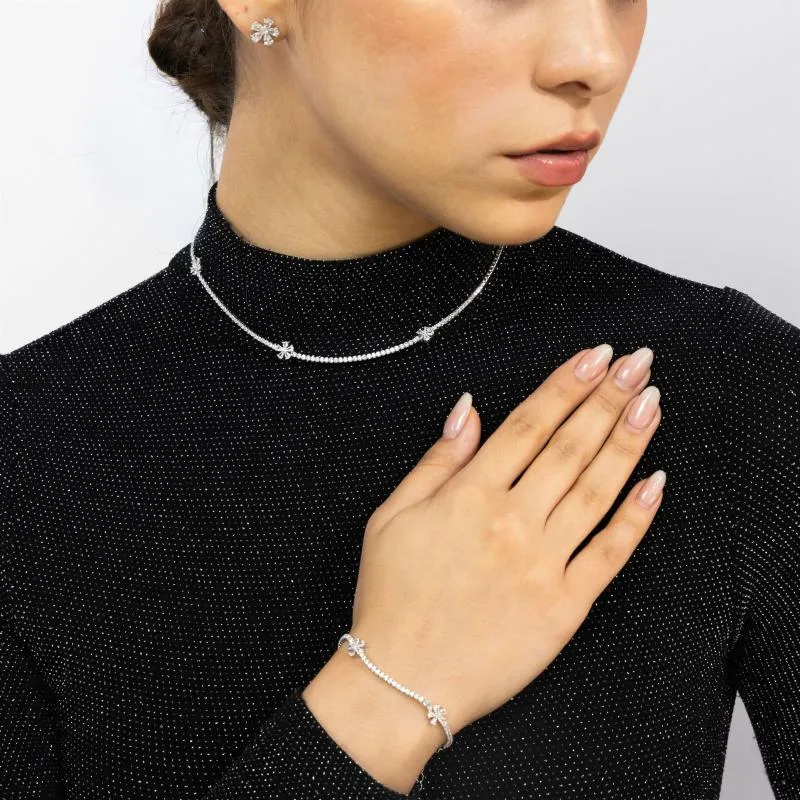 OS Set - Cut Diamond With colored Flowers 
