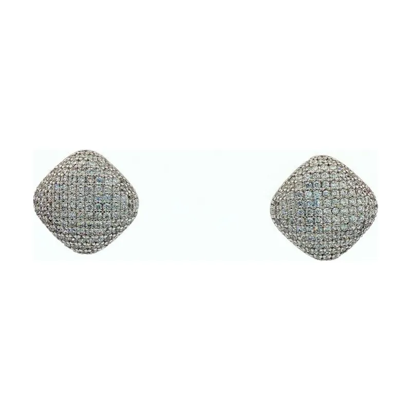 SA Earrings Full Stone Square Button