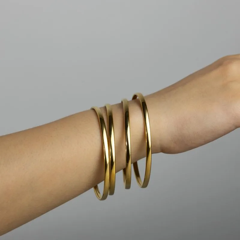 4pcs Golden Widew Oval Bangles