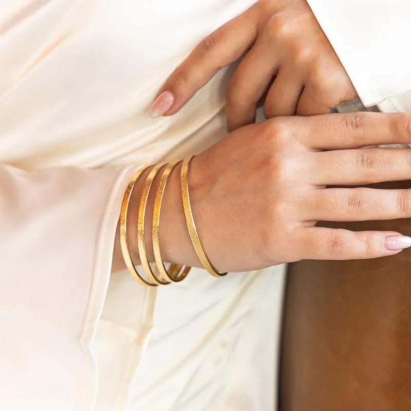 4pcs Sand Textured Bangles