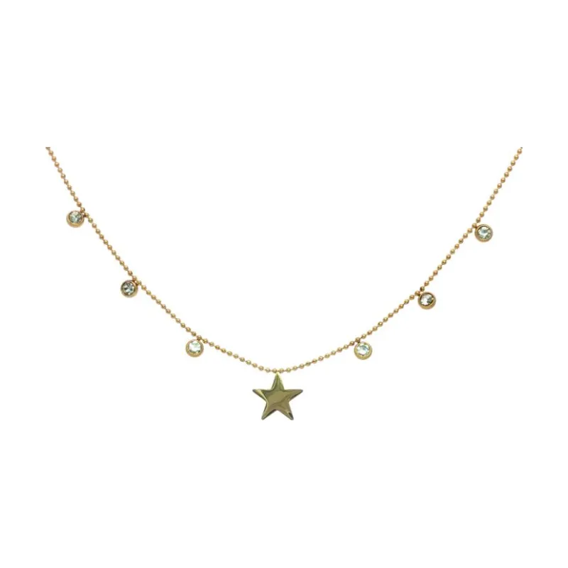 Star w 6 Studs Beads Chain Necklace