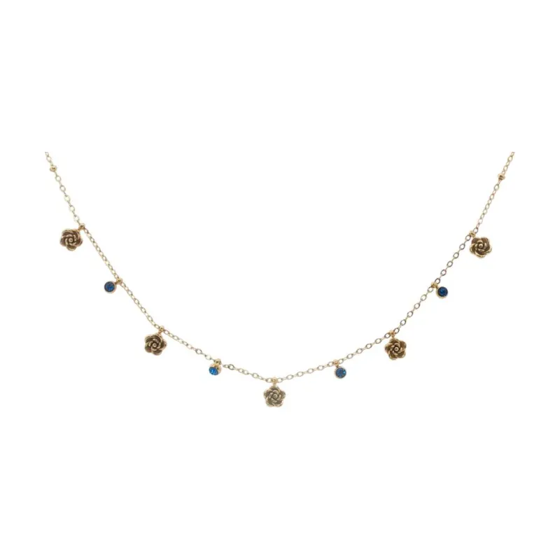 Five Rose W Blue Stone Choker