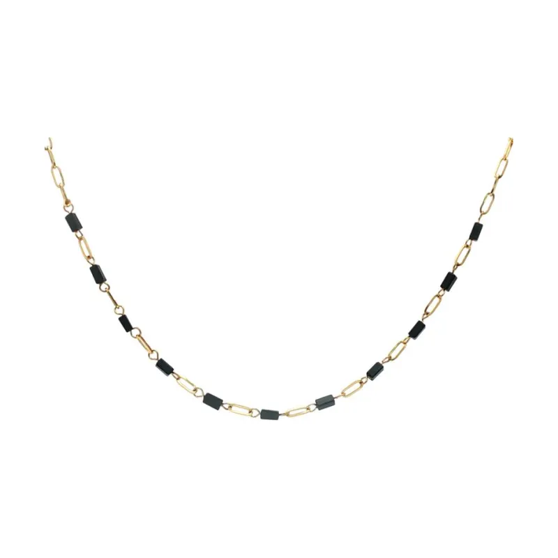 Rectangular Black Bricks Link Necklace