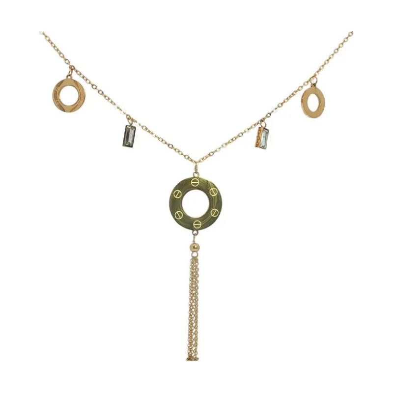 CAR - 3 Loves & 2 Stones w Drop Chains Necklace