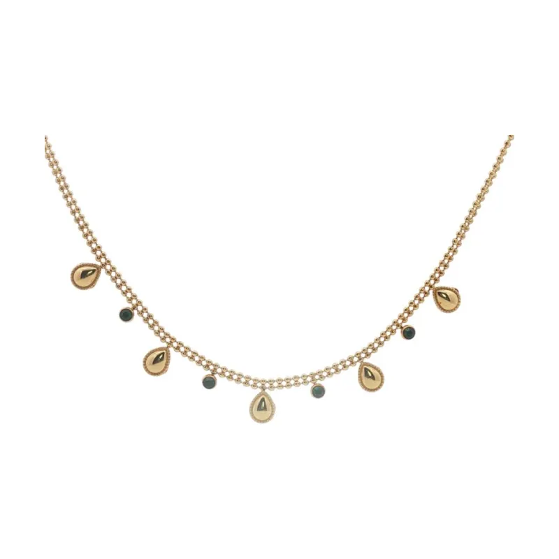 Dual Beads Teardrop W Stones Choker